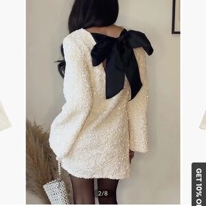 Sequins Velvet Bowknot Mini Dress